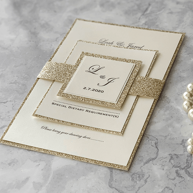 Easy DIY Wedding Invitation with Champagne Sparkles