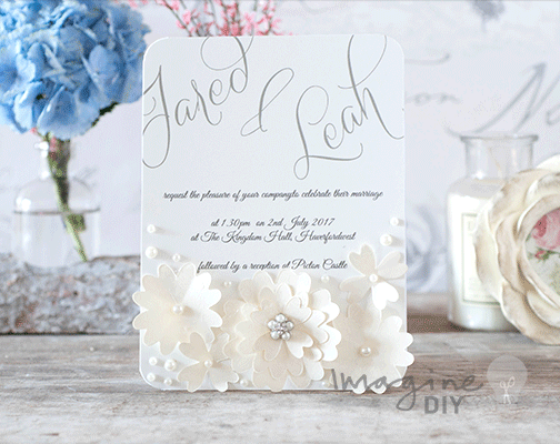 How to Make...Lace Flowers with Pearls Wedding Invitation