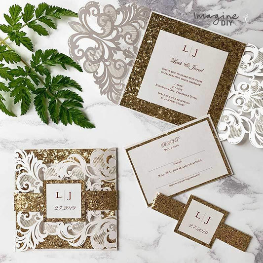 Luxury Invitation with Belly Band Template  ImagineDIY   