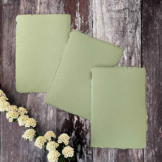 Sage Green Handmade Paper, Card and Envelopes  (Vegan)  ImagineDIY Paper A5 