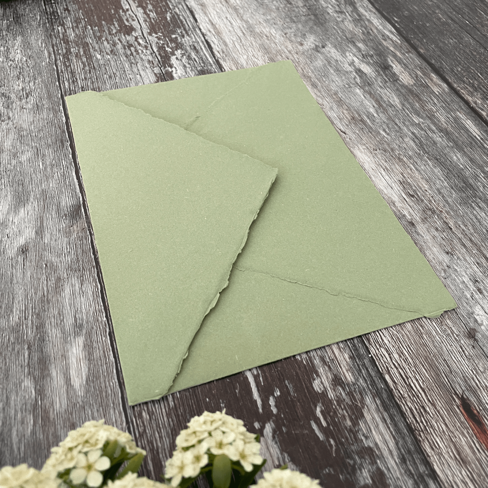 Sage Green Handmade Paper, Card and Envelopes  (Vegan)  ImagineDIY   