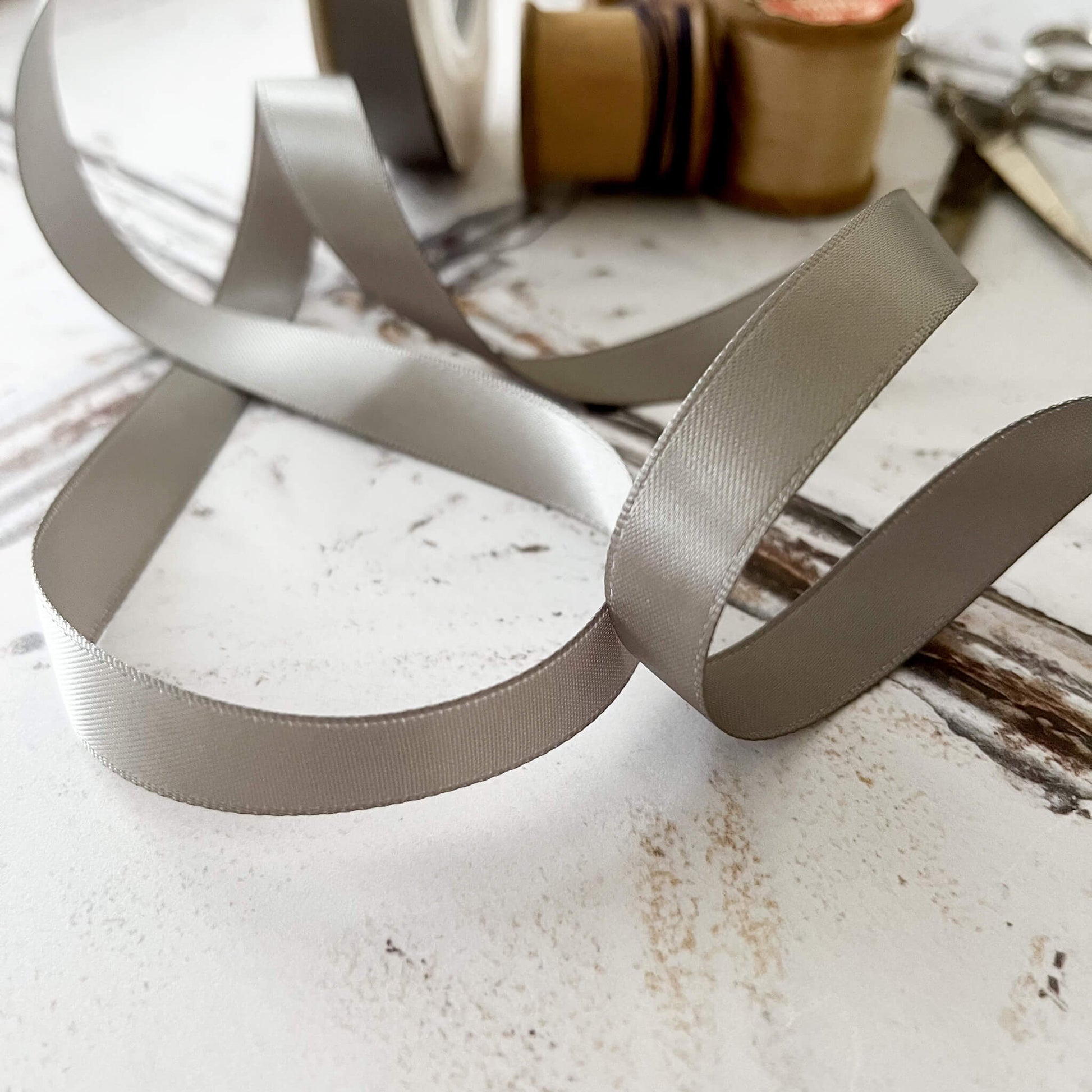 Metal Grey Satin Ribbon  ImagineDIY 13mm 1 Meter 