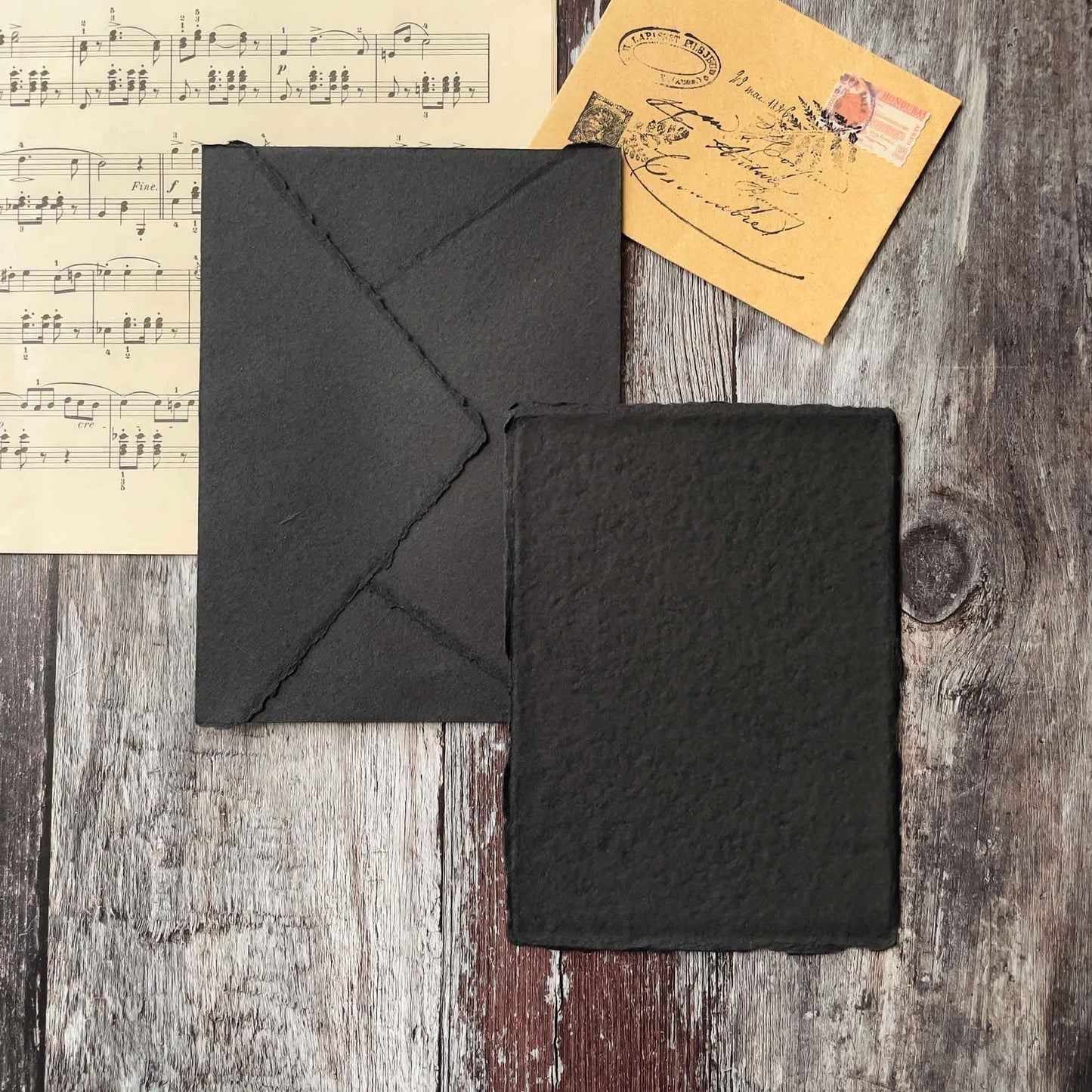 Black Handmade Card and Envelopes  (Vegan)  ImagineDIY   