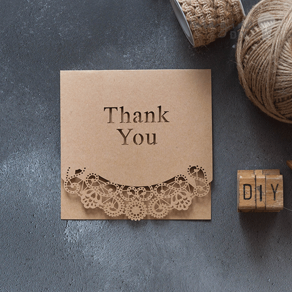 Doily Laser Cut Invitation - Kraft ImagineDIY Thank You Card - Pack of 5