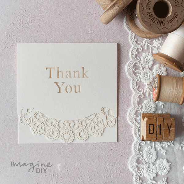 Doily Laser Cut - Pearlised Ivory ImagineDIY Thank You - Pack of 5