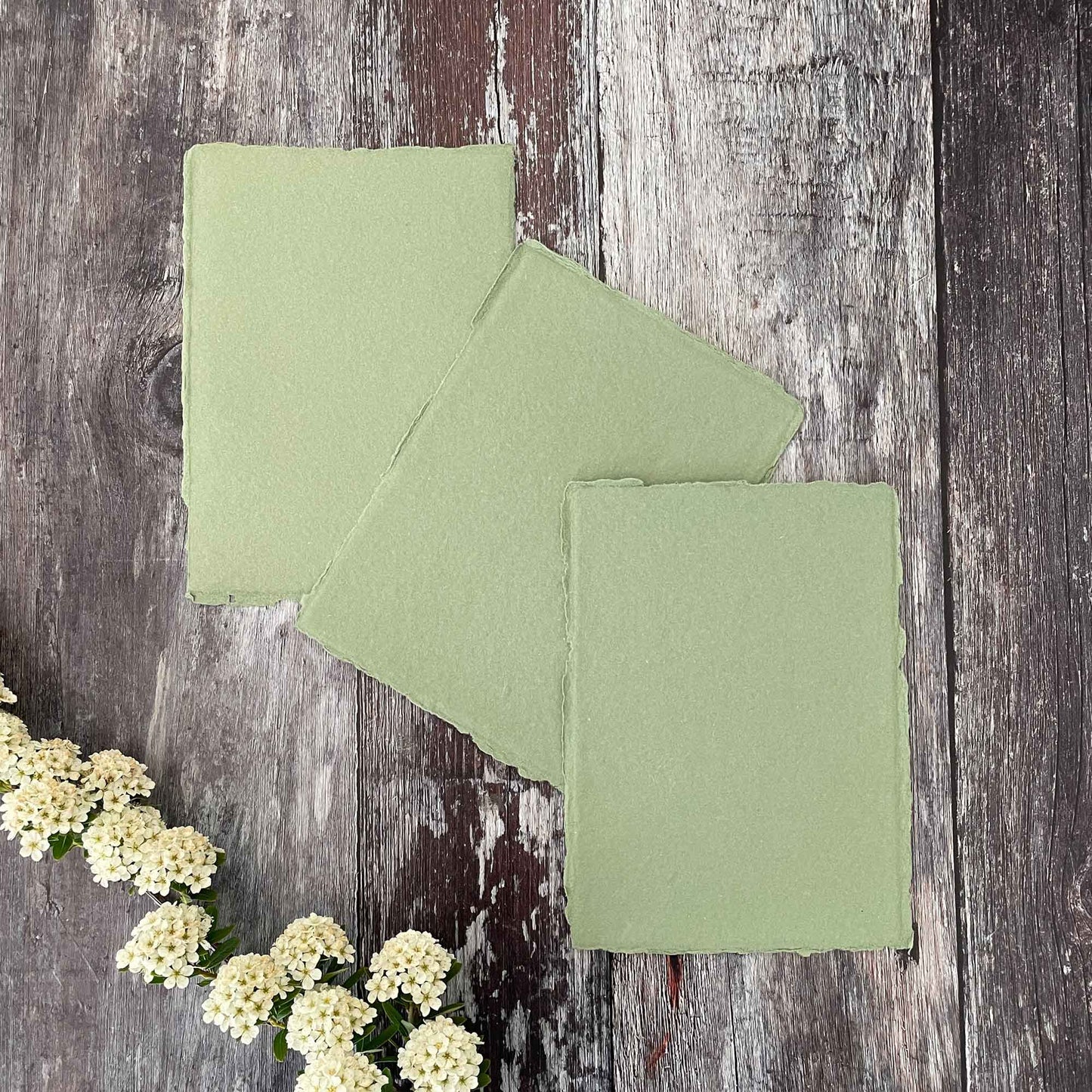 Sage Green Handmade Paper, Card and Envelopes  (Vegan)  ImagineDIY Card 5 x 7 