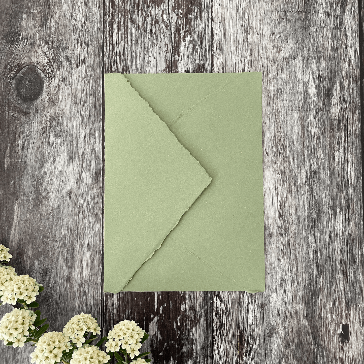 Sage Green Handmade Paper, Card and Envelopes  (Vegan)  ImagineDIY Envelopes 5 x 7 