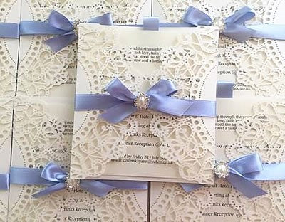 Ivory doily wedding invitation  Imagine DIY