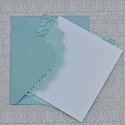 Doily Turquoise Wedding Invitation with insert and envelope ImagineDIY