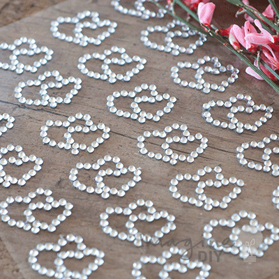 Twin Hearts Self Adhesive Crystal Stickers (Sheet of 20) ImagineDIY