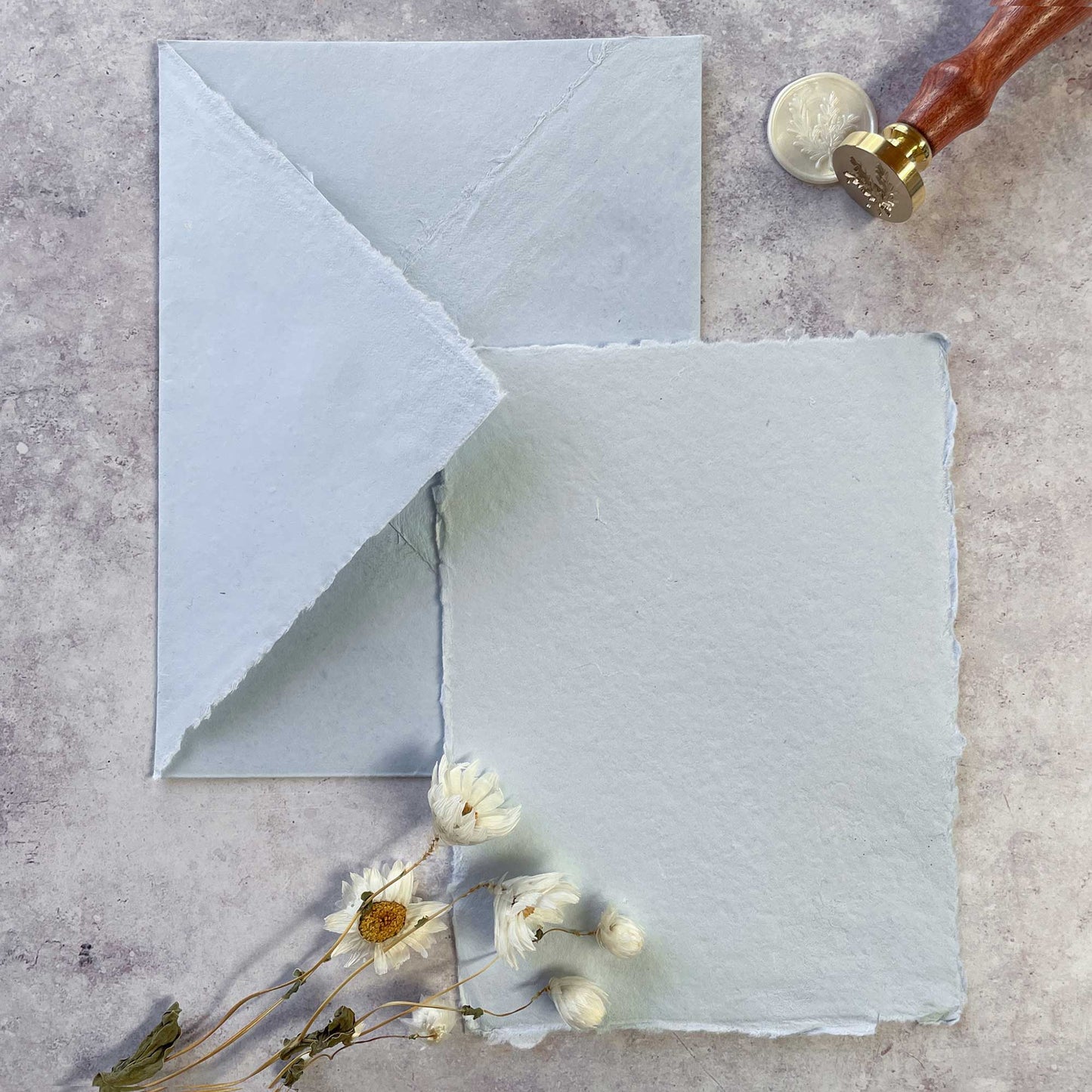 Light Blue Handmade Paper, Card and Envelopes. (Vegan)  ImagineDIY   