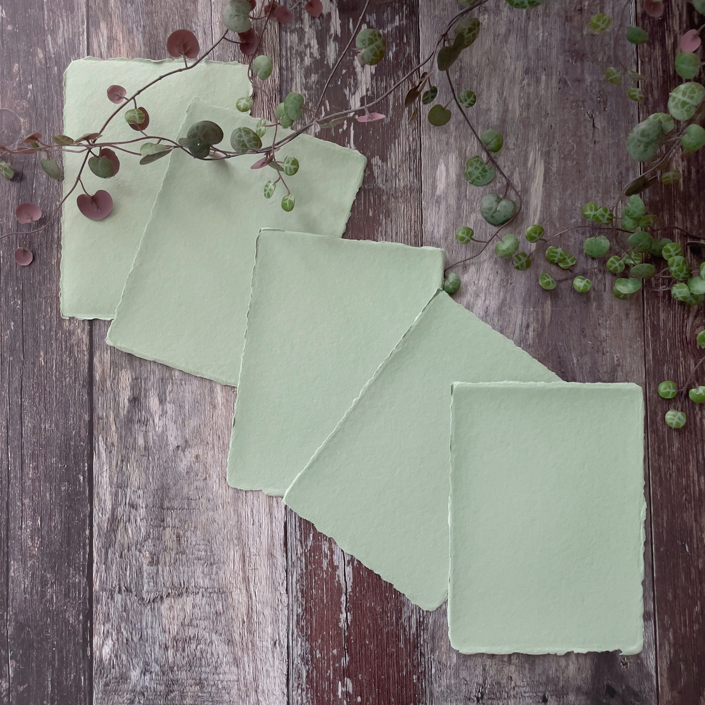 Dusty Green Handmade Paper, Card and Envelopes. (vegan)  ImagineDIY Paper 5 x 7 