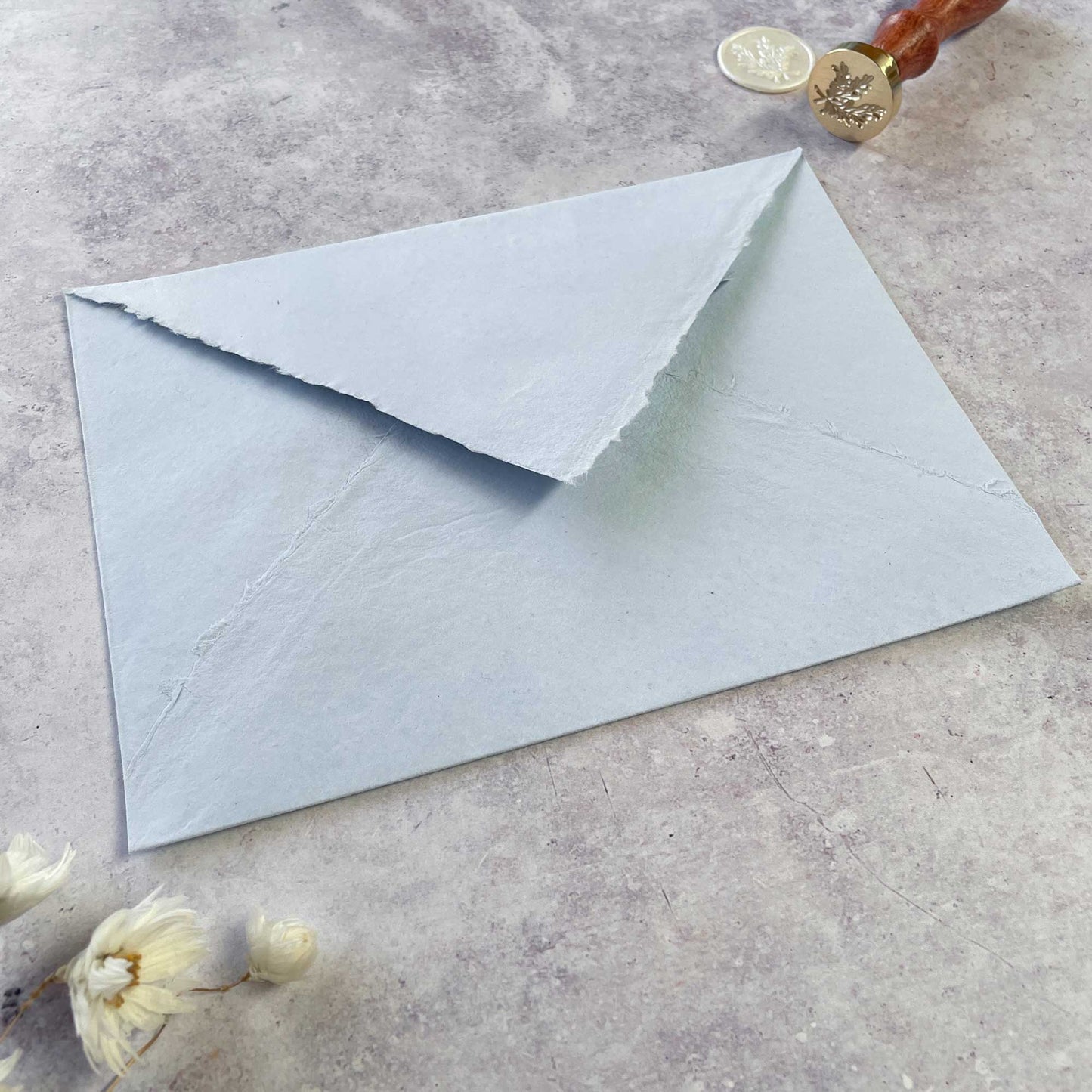 Light Blue Handmade Paper, Card and Envelopes. (Vegan)  ImagineDIY   