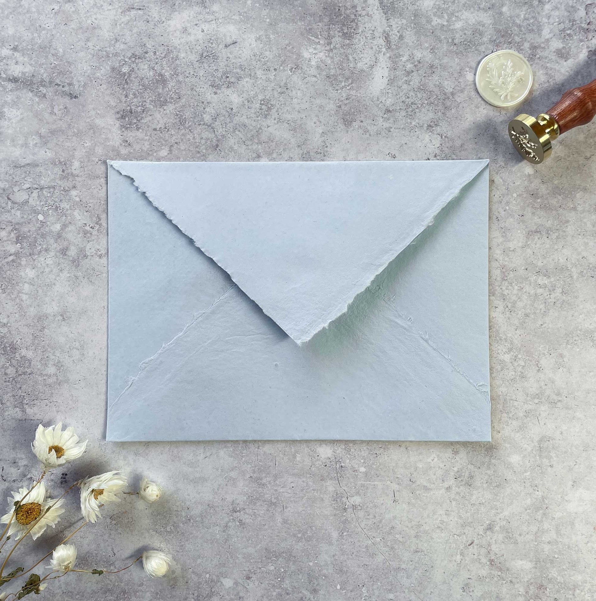 Light Blue Handmade Paper, Card and Envelopes. (Vegan)  ImagineDIY Envelopes 5 x 7 