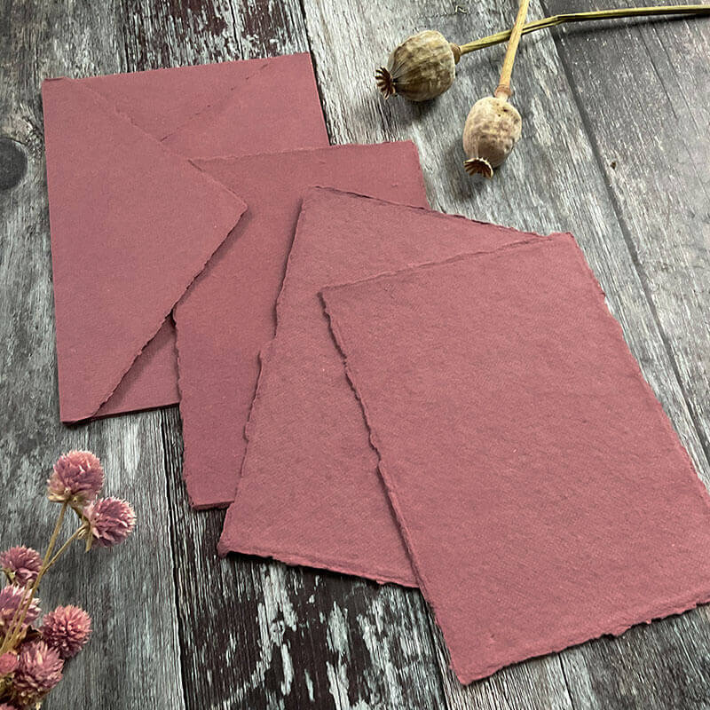 Dusky Rose Handmade Paper, Card and Envelopes (Vegan)  ImagineDIY   