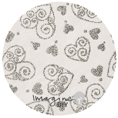 Glitter Heart in White and Silver (recycled cotton paper) ImagineDIY