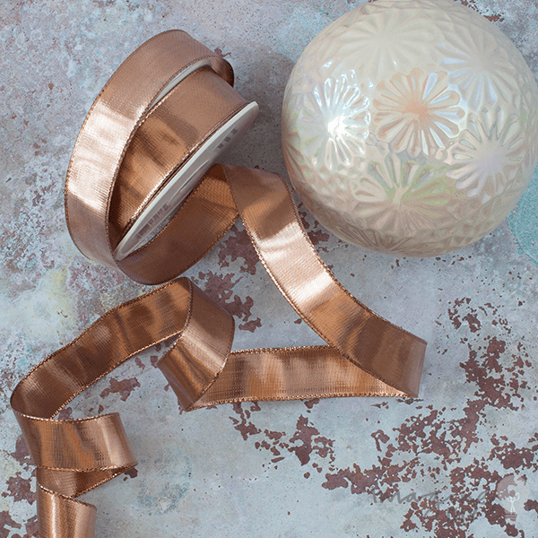 Metallic Rose Gold Wire Edged Ribbon ImagineDIY 1 Meter