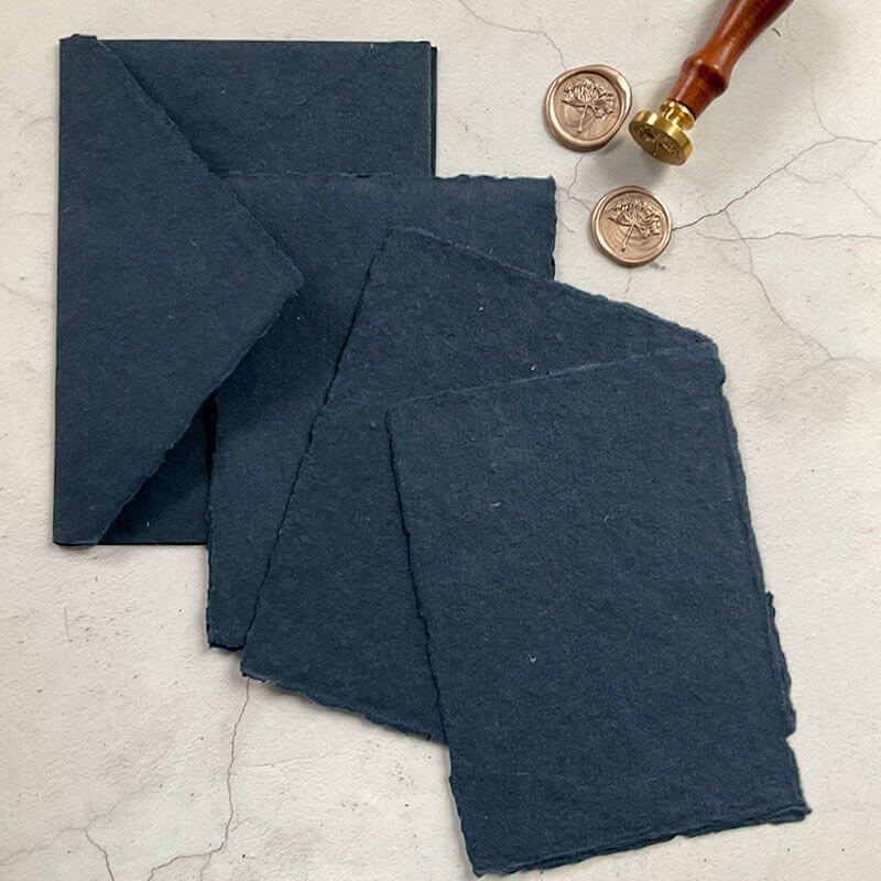 Navy Handmade Paper, Card and Envelopes. (Vegan)  ImagineDIY   