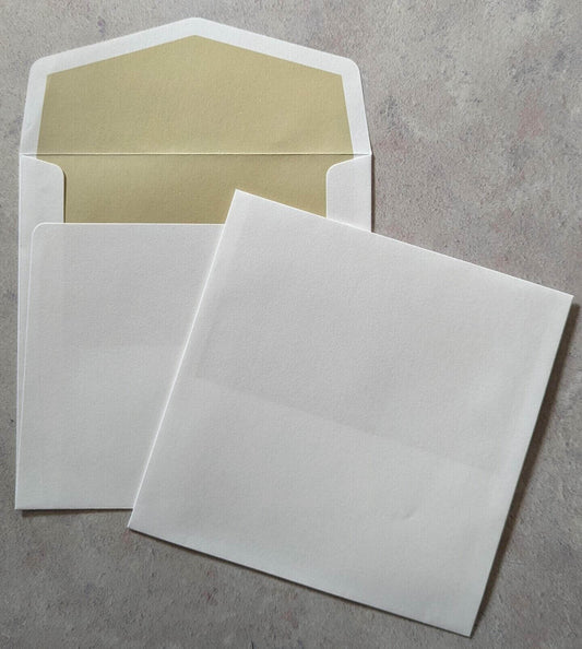 Square Luxury Pale Gold Lined Envelope in Matt White  ImagineDIY   