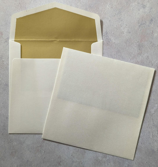 Square Luxury Gold Lined Envelope in Pearlised Ivory  ImagineDIY   
