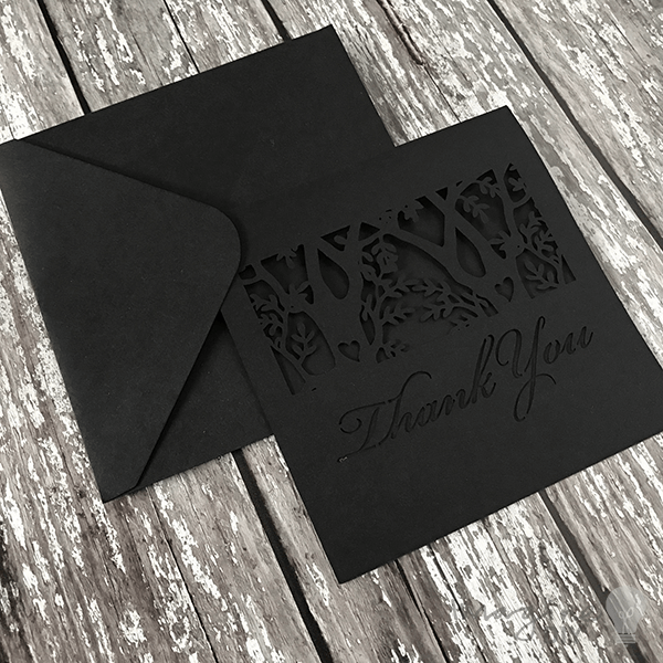 Prosperity Laser Cut  - Black  ImagineDIY Thank You Card and Envelope - Pack of 5  