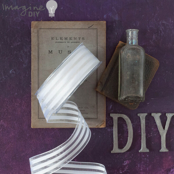 Sheer White Stripes Ribbon ImagineDIY 1 Meter