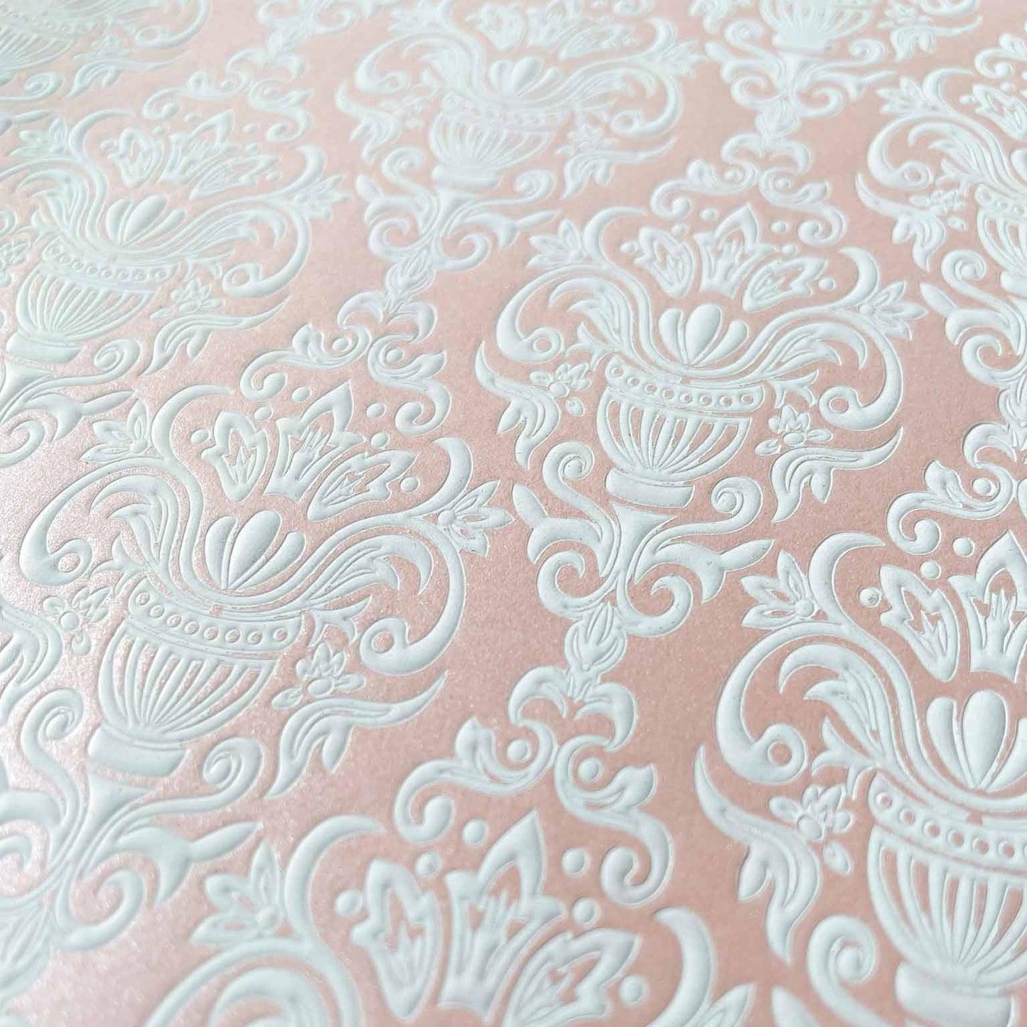 Antoinette Embossed Paper in Pink and White  ImagineDIY   