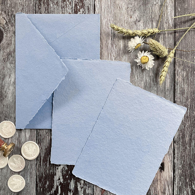 Denim Blue Handmade Paper, Card and Envelopes. (Vegan)  ImagineDIY   