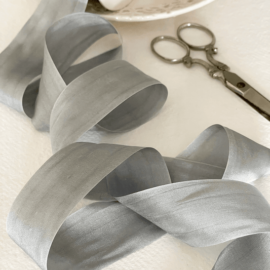 Silk Closed Edge Ribbon in Grey  ImagineDIY   
