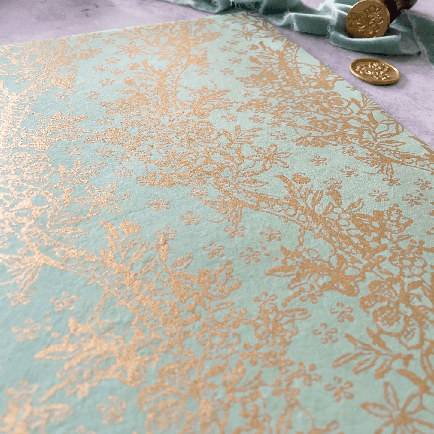 Edwardian Lustre in Light Green and Gold (recycled cotton paper) ImagineDIY
