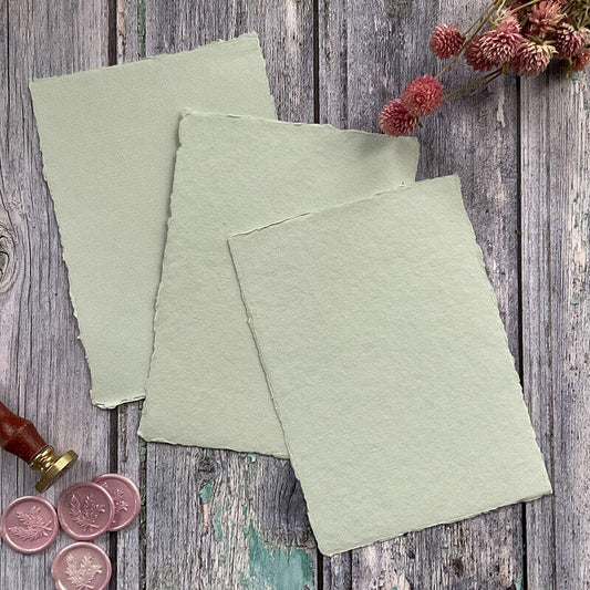 Light Green Handmade Paper, Card and Envelopes (Vegan)  ImagineDIY Paper 5 x 7 