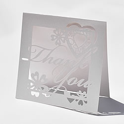 Romantique Laser Cut - White ImagineDIY thank you card and envelope
