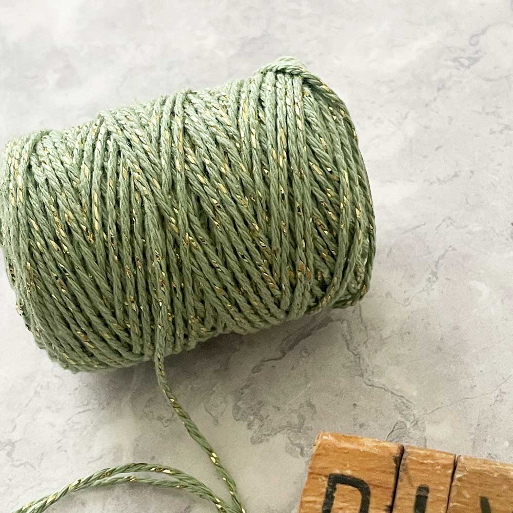Cotton Lurex Twist Cord - Sage Green & Gold ImagineDIY