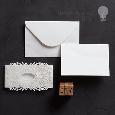 Climbing Rose Laser Cut - Off White  ImagineDIY Wrap with Folded Card and Envelope - Pack of 5  