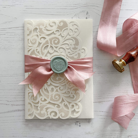 How To Make .... Elegant Laser Cut Invitations with Silk Bow and Wax Seals