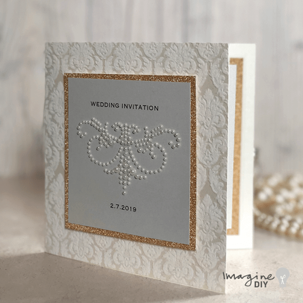 Make Glamorous DIY wedding invitations with Self Adhesive Crystals or Pearls