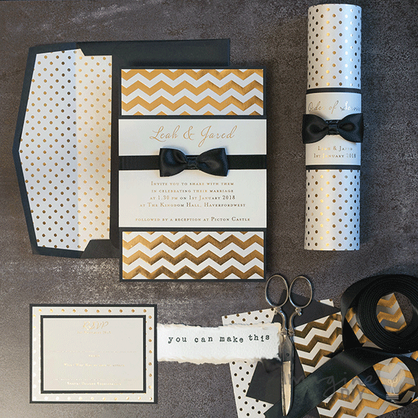 How to Make...Foiled Tie Wedding Stationery in Black & Gold