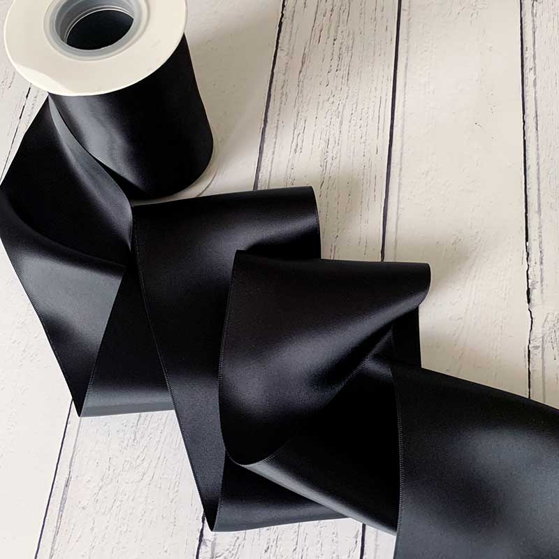 100mm Black Satin Ribbon - 1 Meter - Imagine DIY