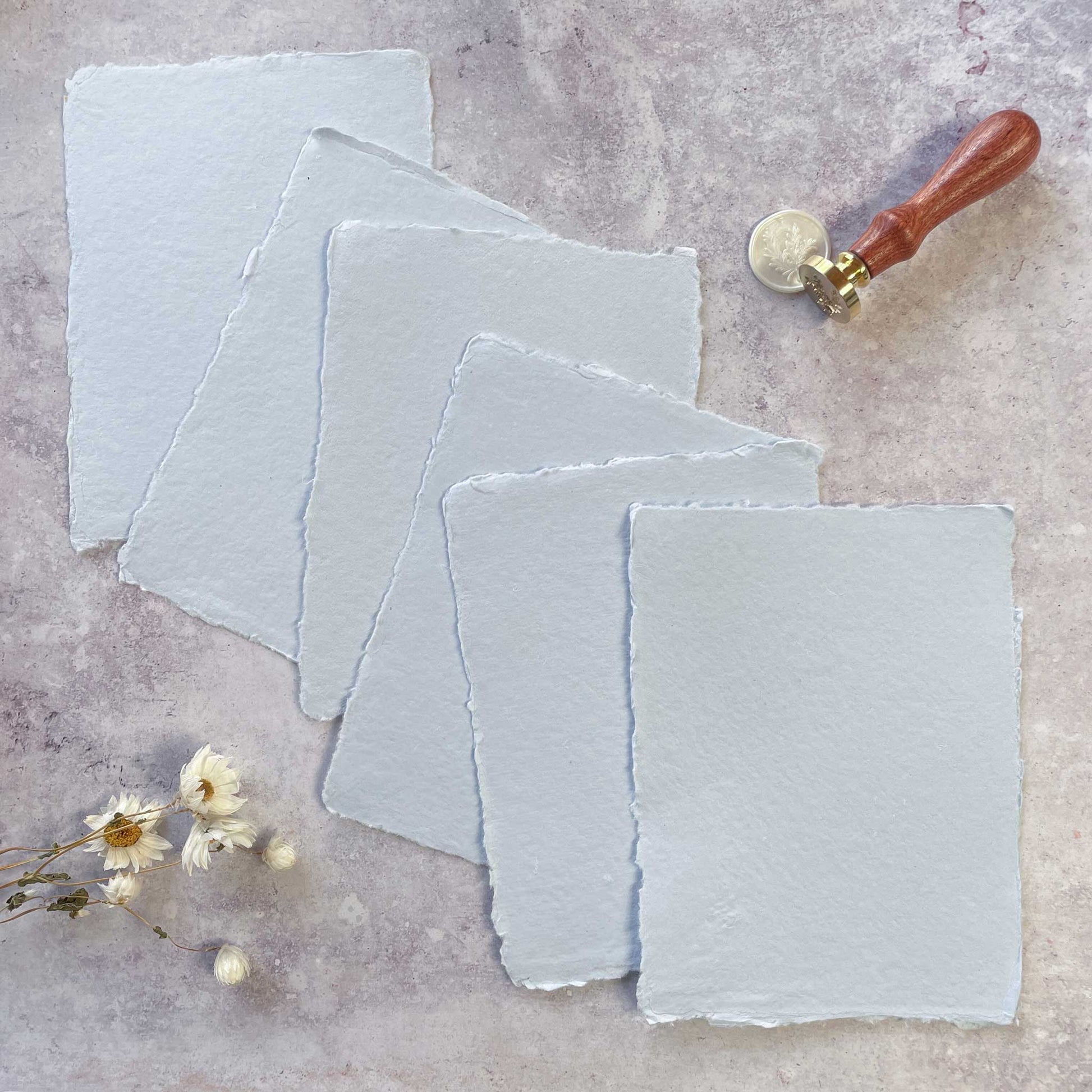 Light Blue Handmade Paper, Card and Envelopes. (Vegan)  ImagineDIY Paper 5 x 7 