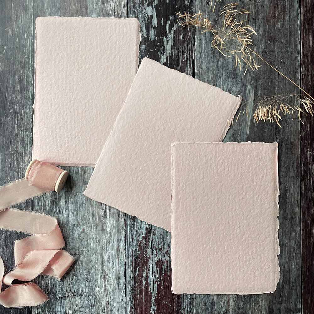 Blush Handmade Paper. Card and Envelopes (Vegan)  ImagineDIY Paper A5 