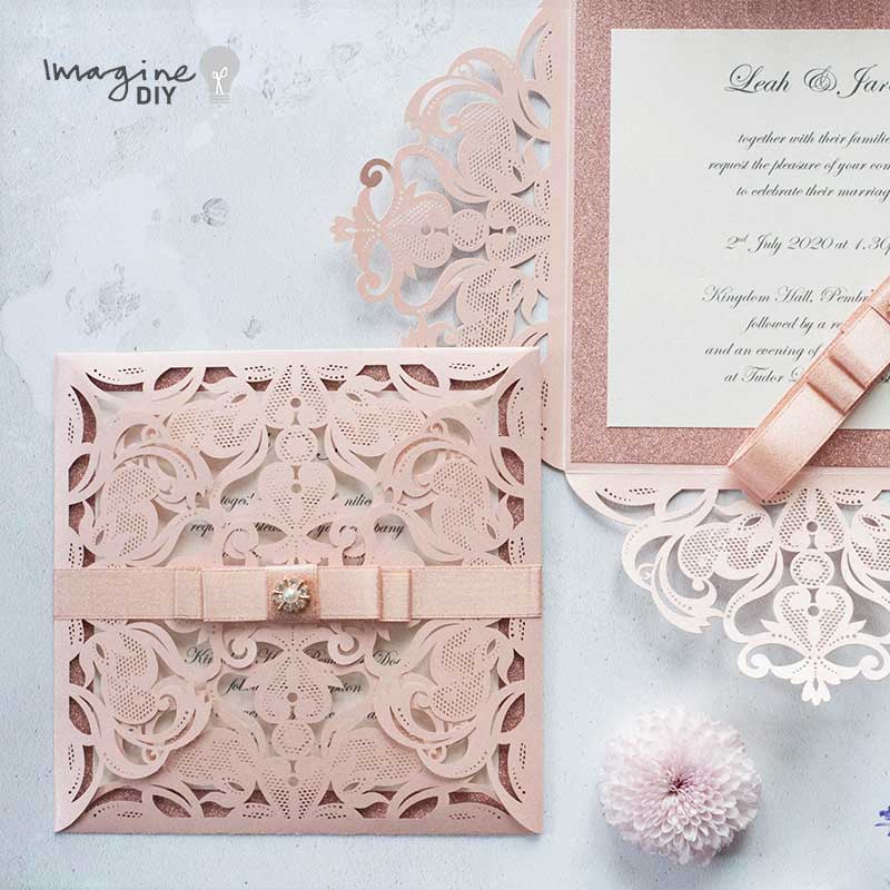 Jaipur Laser Cut Wedding Invitation - Blush Pink  ImagineDIY   