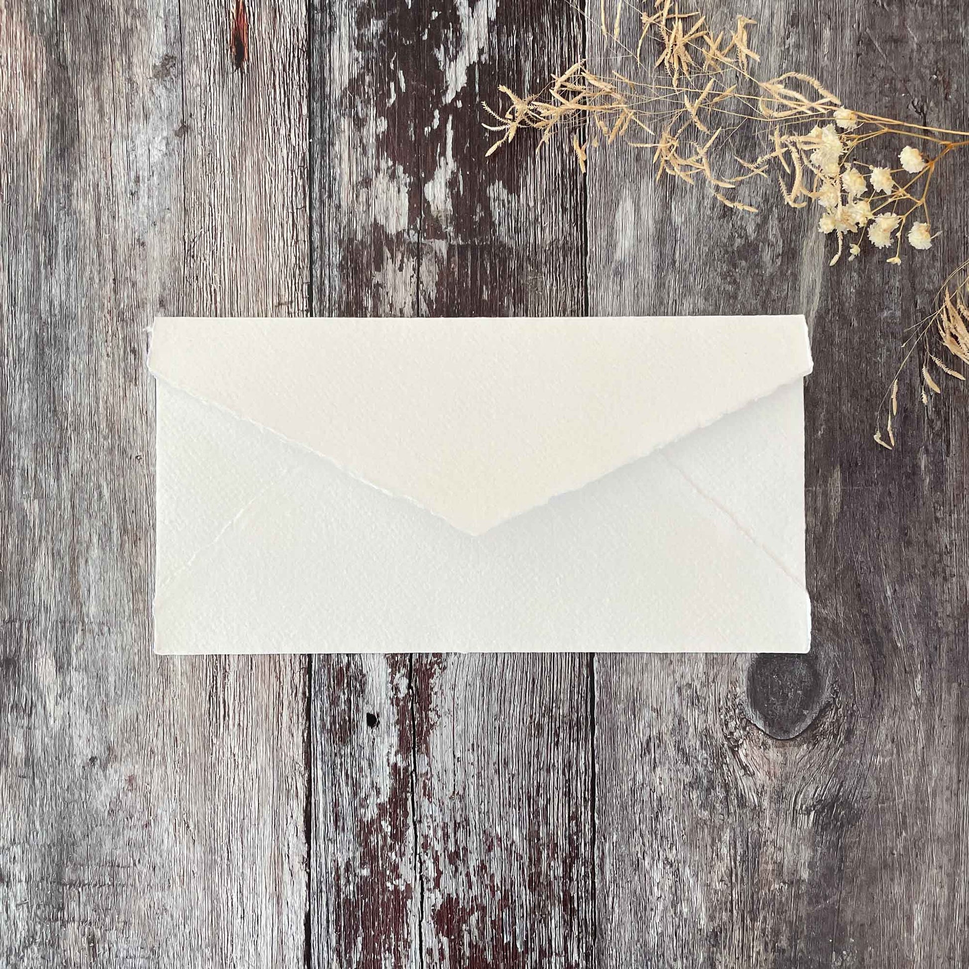 Premium White Handmade Paper, Card and Envelopes (vegan)  ImagineDIY Envelope DL 