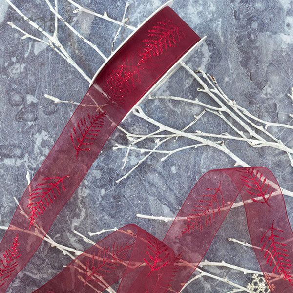 Frozen Winter Sparkle Red  ImagineDIY 38mm 1 Meter 