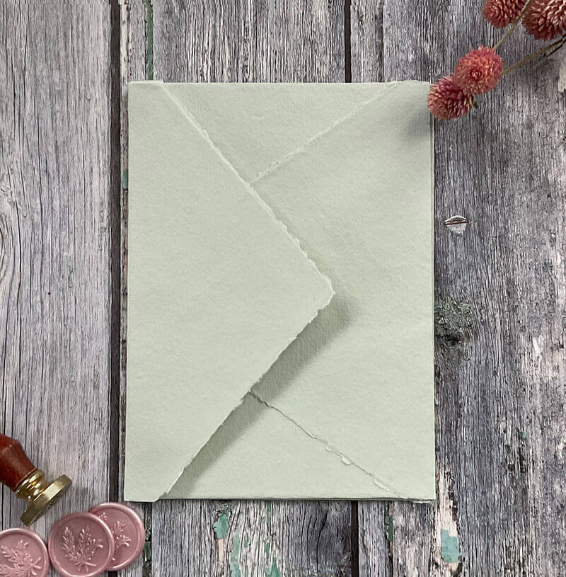 Light Green Handmade Paper, Card and Envelopes (Vegan)  ImagineDIY Envelopes 5 x 7 