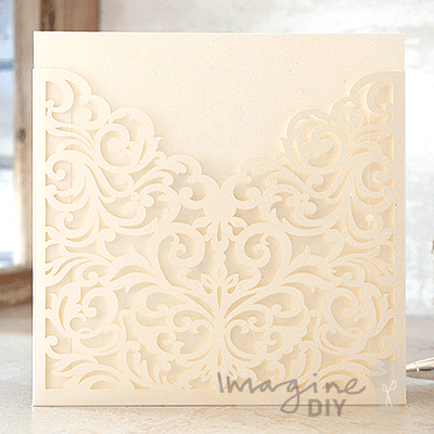 Lucy Laser Cut Invitation Pearlised Ivory