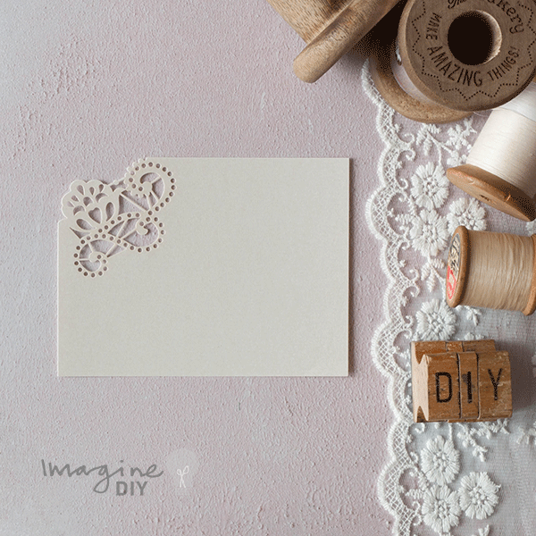 Doily Laser Cut  - Pearlised Ivory  ImagineDIY RSVP Card - Pack of 5  