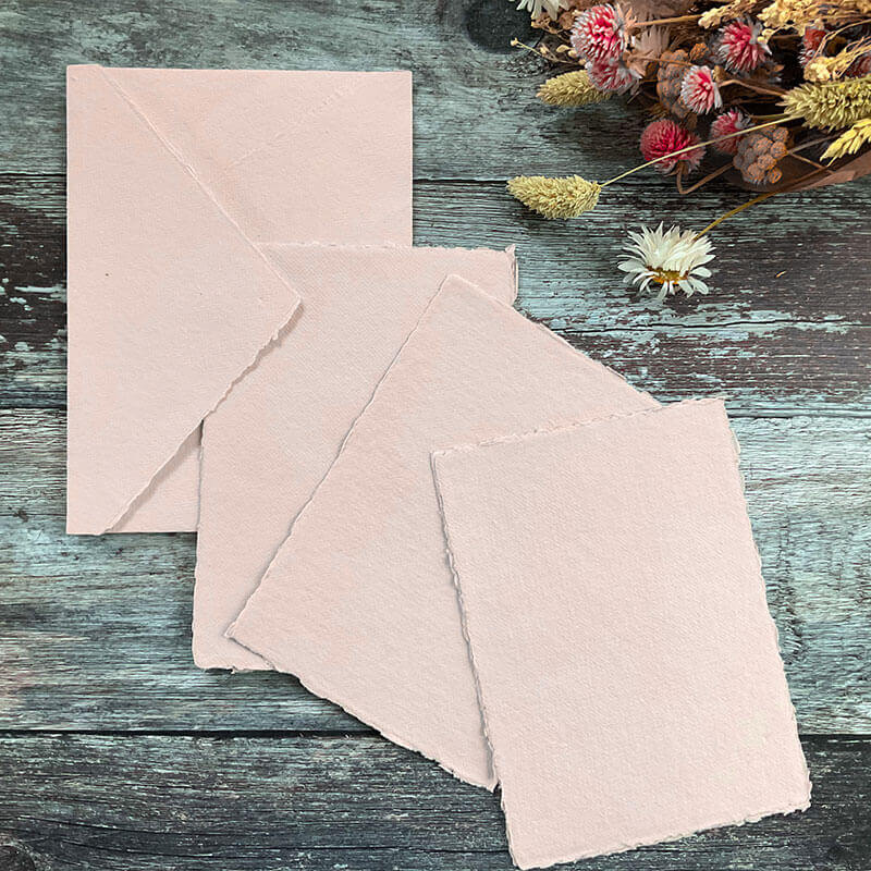 Blush Handmade Paper. Card and Envelopes