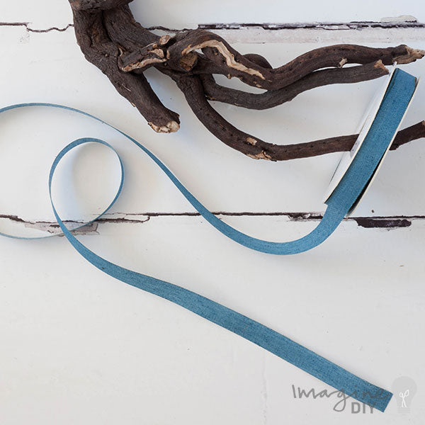 Chambray Blue Denim Ribbon  ImagineDIY 15mm 1 Meter 