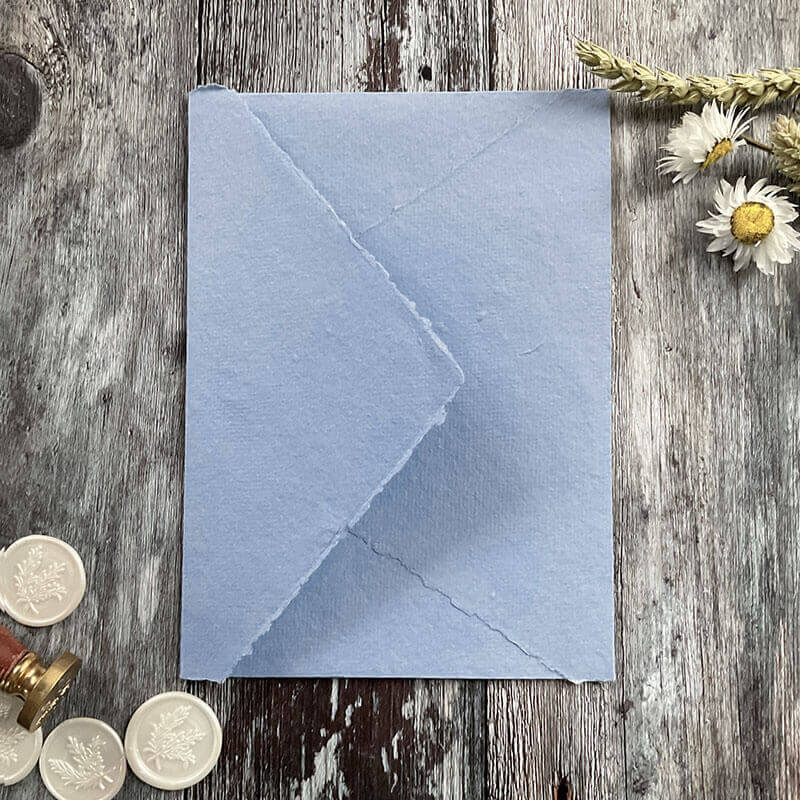 Denim Blue Handmade Paper, Card and Envelopes. (Vegan)  ImagineDIY Envelope 5 x 7 