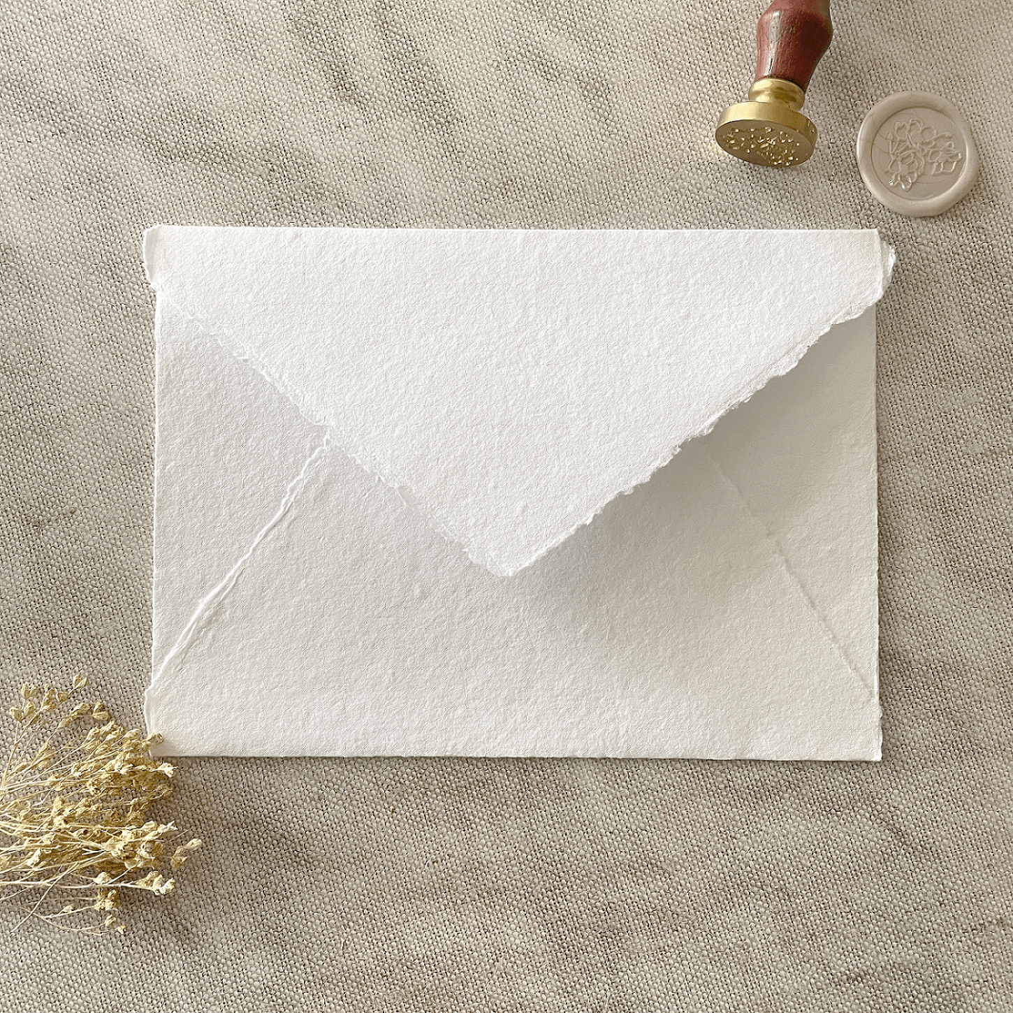 Premium White Handmade Paper, Card and Envelopes (vegan)  ImagineDIY Envelope 5x7 